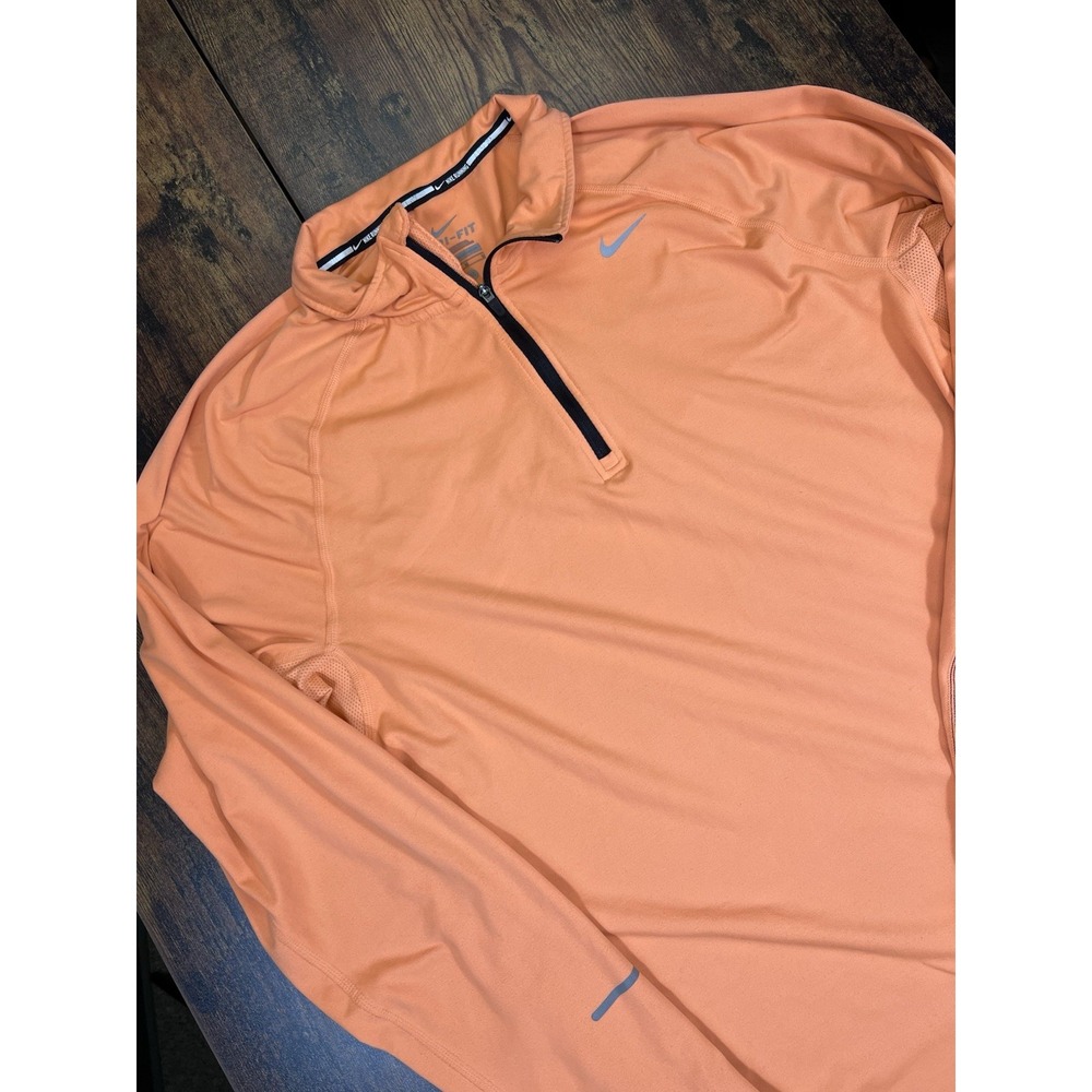 Nike Running dri-fit orange large polyester long sleeve 1/4 Zip shirt Mens Large